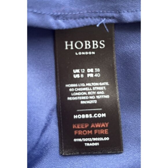 Hobbs London Ashling Dress Chiffon Bow Back Blue 8 - Picture 8 of 9
